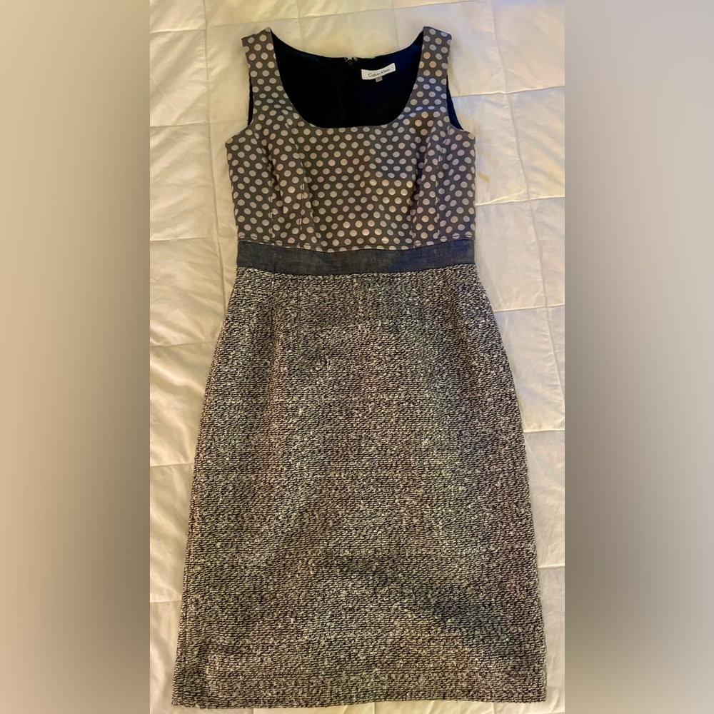 Calvin Klein Black and Gray Patterned Dress